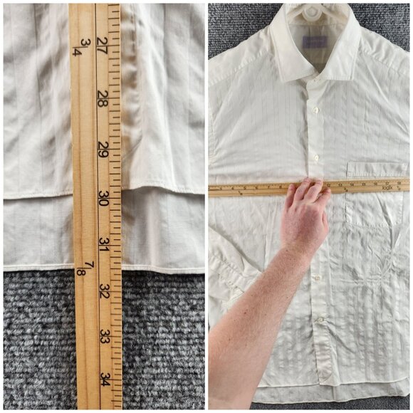 Lorenzini White Button Up Shirt Long Sleeve Hand Made Italy Cotton Bespoke 15.5 - Picture 12 of 16